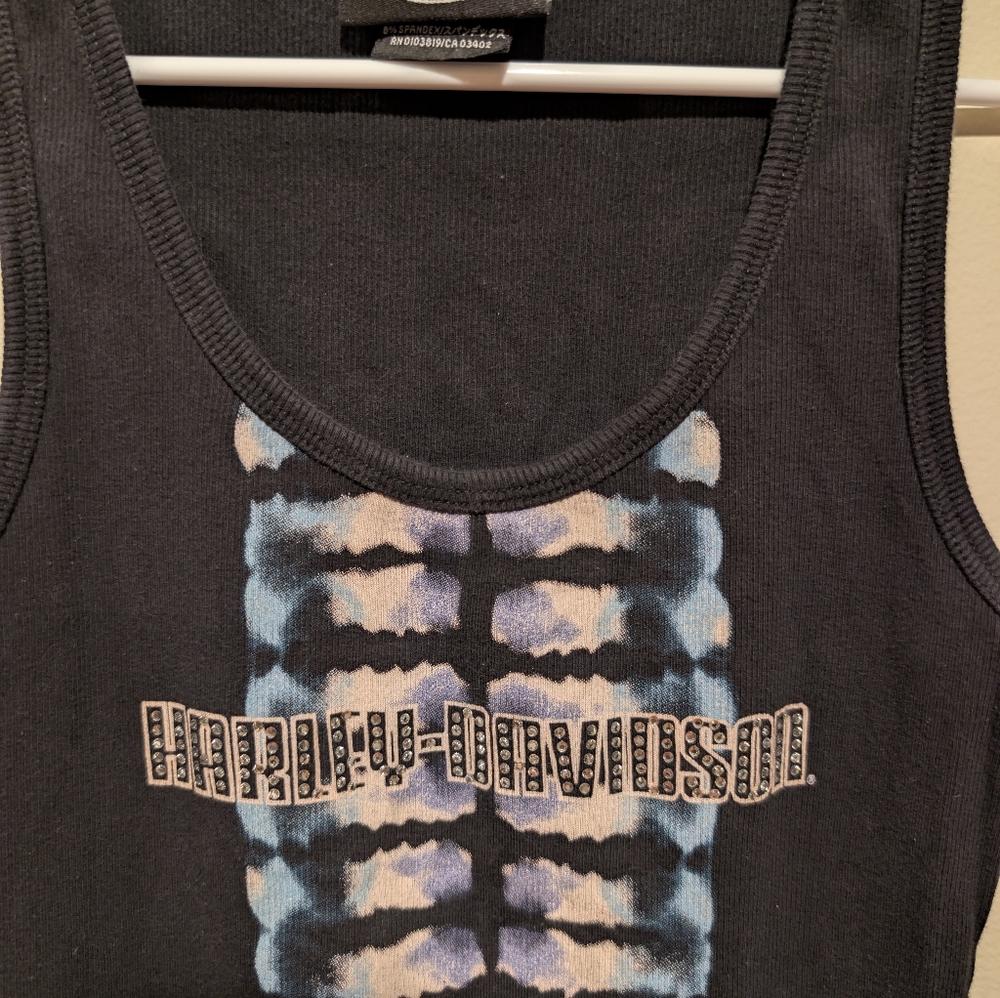 Harley-Davidson Black and Blue Graphic Tank Top